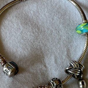 Pandora Bracelet with Charms and Collectable Jar